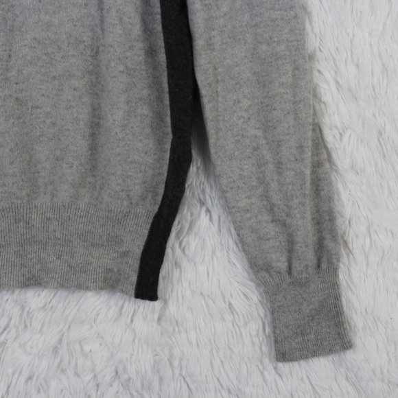 M&S Autograph Colour Block 100% Cashmere Crewneck Gray Sweater Size 14 - Picture 2 of 8